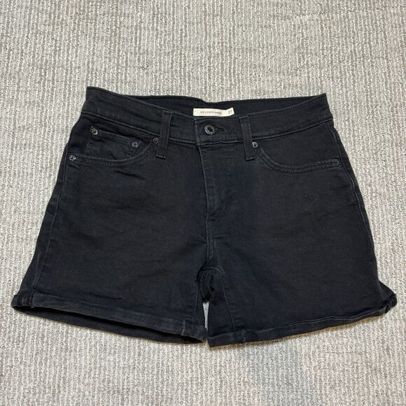 Levi's Women's Mid Length Shorts Standard 26 Black and Black - Picture 1 of 5